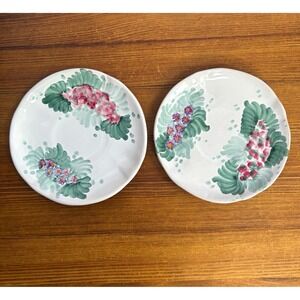 Vintage Fortebraccio Ceramiche Hand Painted Floral Plates Set of 2 Italy 7.25"